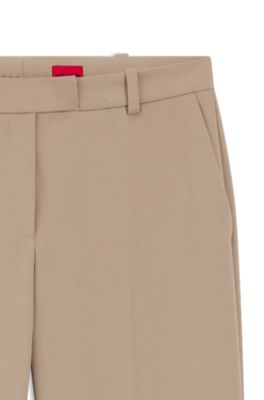 Slim-fit trousers with straight leg, Beige
