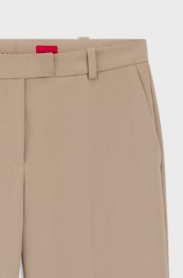 Slim-fit trousers with straight leg, Beige