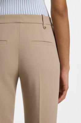 Slim-fit trousers with straight leg, Beige