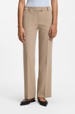 Slim-fit trousers with straight leg, Beige