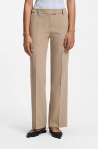 Slim-fit trousers with straight leg, Beige