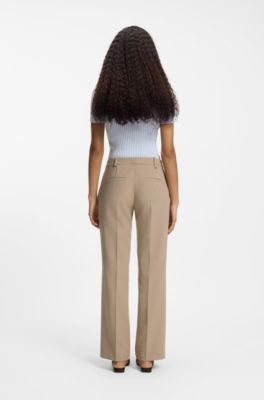 Slim-fit trousers with straight leg, Beige