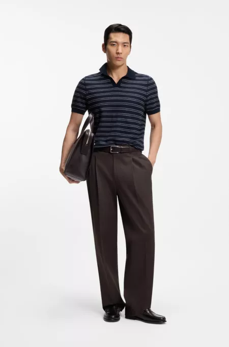 Oversized-fit trousers in stretch cotton with double pleats