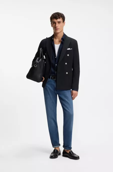 Slim-fit blazer in a patterned cotton blend