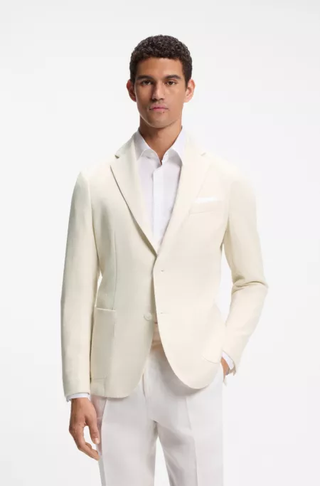 Slim-fit blazer in micro-patterned stretch fabric