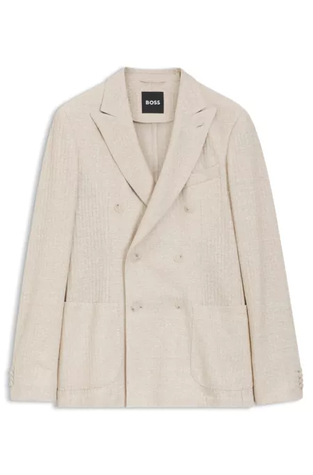 Slim-fit blazer in striped linen and cotton