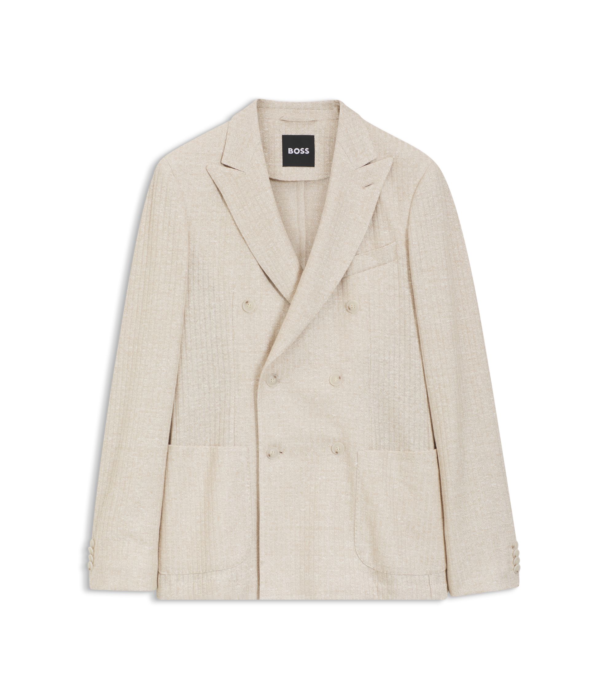 Slim-Fit Blazer aus gestreiftem Leinen-Mix mit Baumwolle