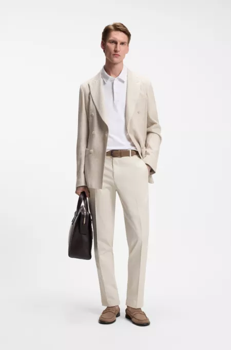 Slim-fit blazer in striped linen and cotton