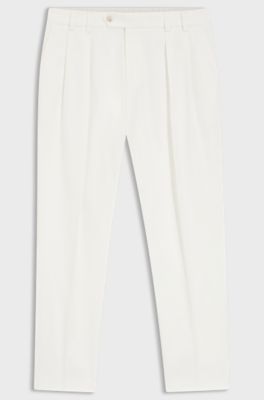 Relaxed-fit trousers in stretch-cotton twill, White