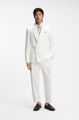 Relaxed-fit trousers in stretch-cotton twill, White