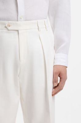 Relaxed-fit trousers in stretch-cotton twill, White