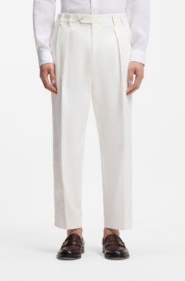 Relaxed-fit trousers in stretch-cotton twill, White