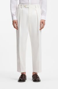 Relaxed-fit trousers in stretch-cotton twill, White