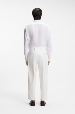 Relaxed-fit trousers in stretch-cotton twill, White