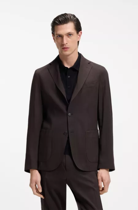 Slim-fit blazer in a machine-washable linen blend
