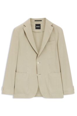 Slim-fit blazer in a machine-washable linen blend, Light Beige