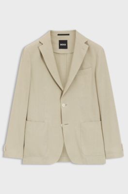 Slim-fit suit jacket in washable Tech Linen, Light Beige