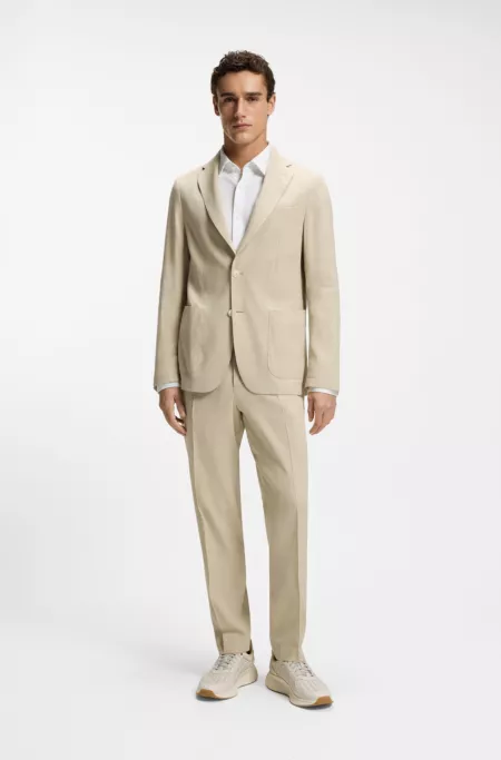 Slim-fit suit jacket in washable tech linen