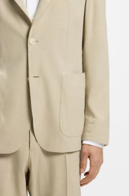 Slim-fit suit jacket in washable Tech Linen, Light Beige