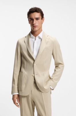 Slim-fit suit jacket in washable Tech Linen, Light Beige
