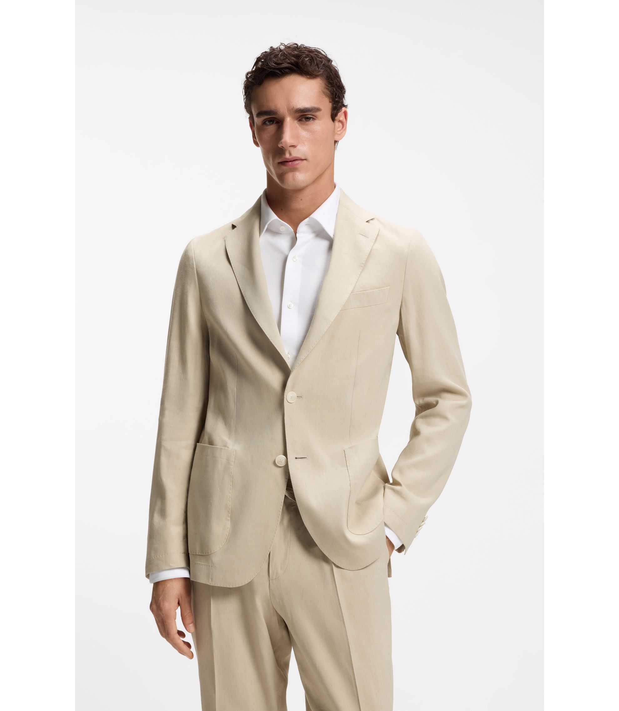 Slim-Fit Jackett aus waschbarem Tech-Leinen