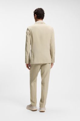 Slim-fit suit jacket in washable tech linen, Light Beige