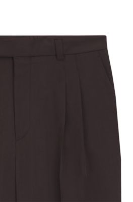 Oversized-fit trousers in draped twill, Dark Brown