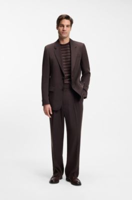 Oversized-Fit Hose aus drapiertem Twill, Dunkelbraun