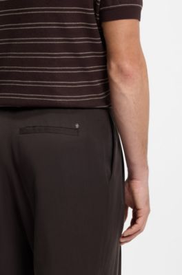 Pantalons coupe oversize en twill drap&eacute;, Marron fonc&eacute;