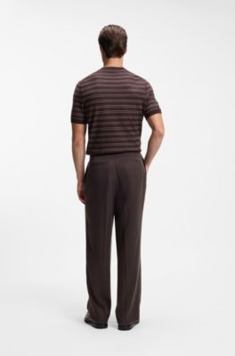Oversized-Fit Hose aus drapiertem Twill, Dunkelbraun