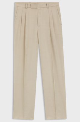 Pantalones oversize fit en sarga drapeada, Beige claro