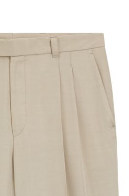 Oversized-fit trousers in draped twill, Light Beige