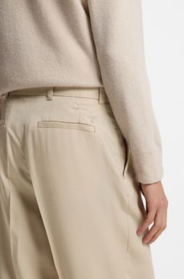 Pantalones oversize fit en sarga drapeada, Beige claro