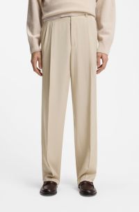 Oversized-fit trousers in draped twill, Light Beige