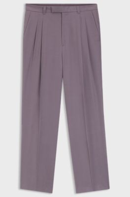 Pantaloni con vestibilit&agrave; oversize in twill drappeggiato, Lilla