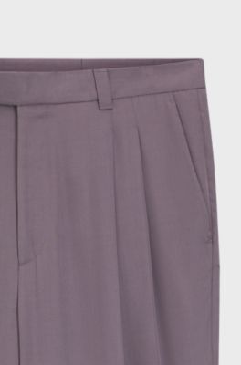 Pantaloni con vestibilit&agrave; oversize in twill drappeggiato, Lilla