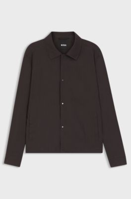 Relaxed-Fit Overshirt aus waschmaschinenfestem Tech-Leinen, Dunkelbraun