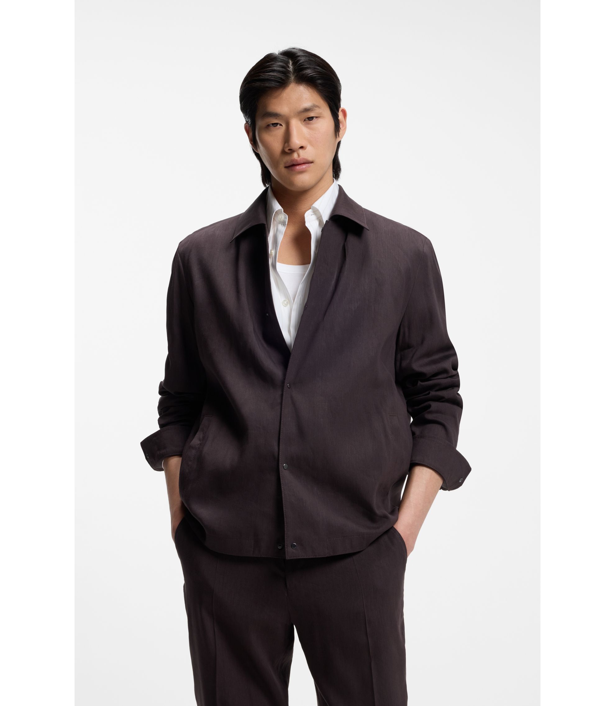 Relaxed-Fit Overshirt aus waschmaschinenfestem Tech-Leinen