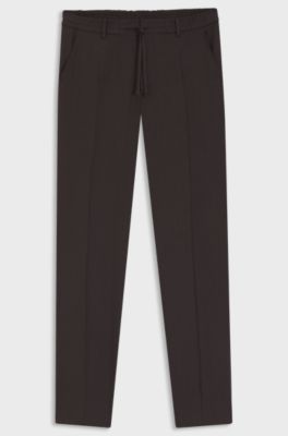 Tapered-fit trousers in washable Tech Linen, Dark Brown