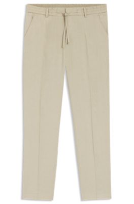 Tapered-fit trousers in a linen blend, Light Beige