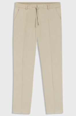 Tapered-fit trousers in washable Tech Linen, Light Beige