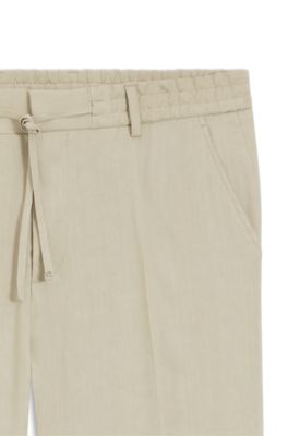 Tapered-fit trousers in a linen blend, Light Beige