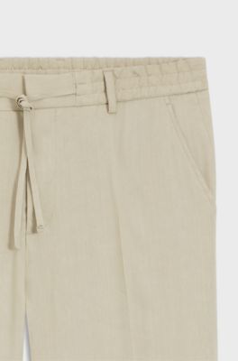 Tapered-fit trousers in washable Tech Linen, Light Beige