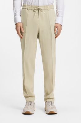 Tapered-fit trousers in washable tech linen, Light Beige