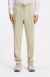 Tapered-fit trousers in a linen blend, Light Beige
