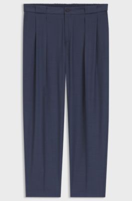 Relaxed-fit trousers in washable virgin wool, Blue