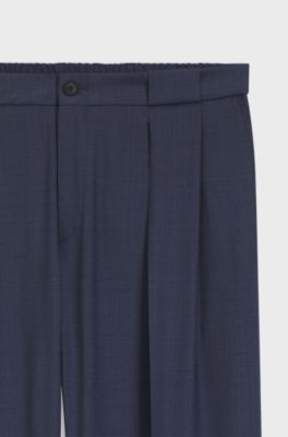 Relaxed-fit trousers in washable virgin wool, Blue