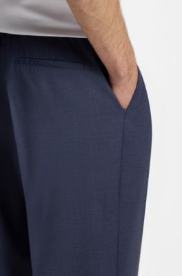 Relaxed-fit trousers in washable virgin wool, Blue