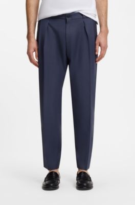 Relaxed-fit trousers in washable virgin wool, Blue
