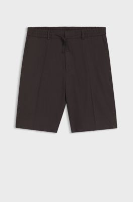 Relaxed-fit shorts in washable Tech Linen, Dark Brown